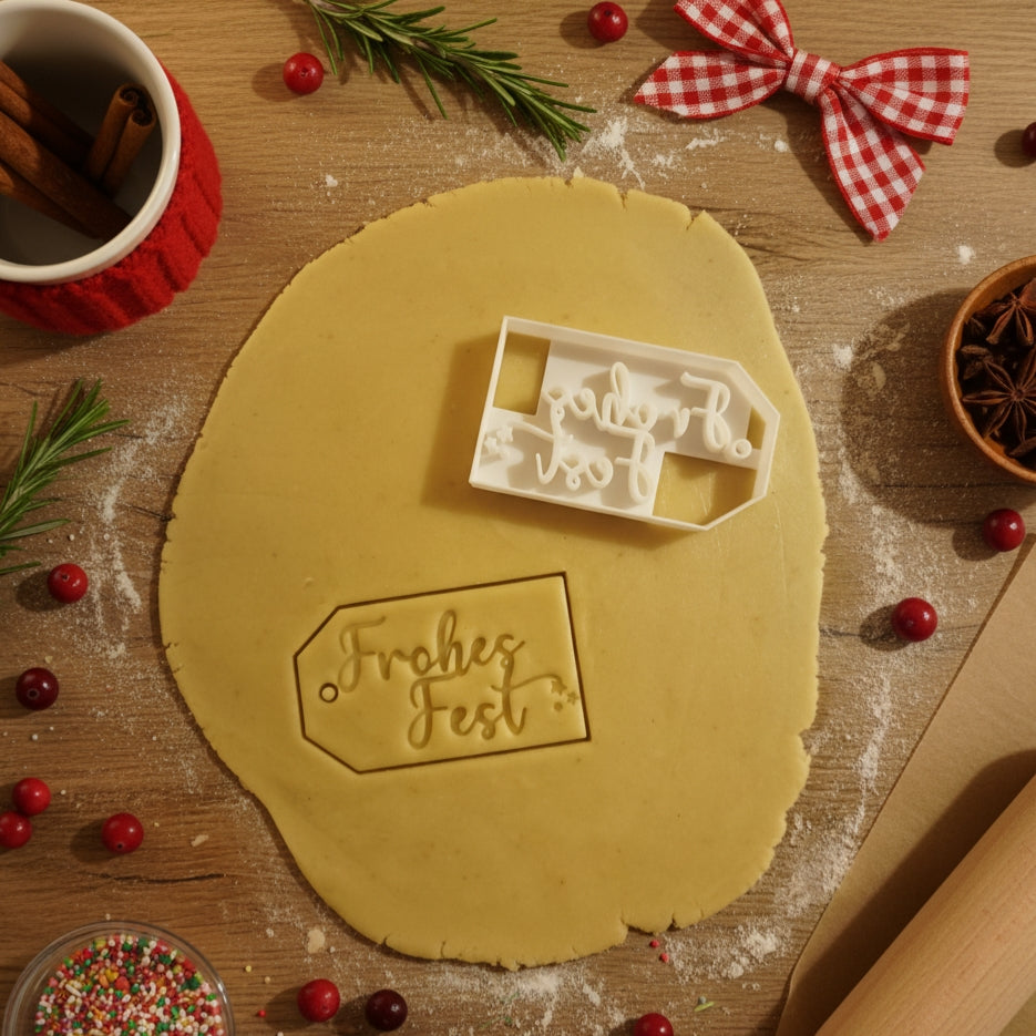 Keksausstecher Frohes Fest für festliche Weihnachtsplätzchen