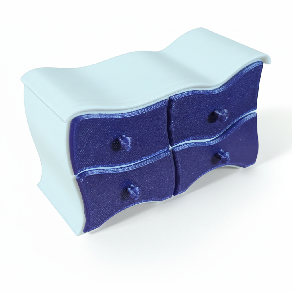 Miniatur Fantasy Kommode / Organizer mit Schubladen – geschwungenes Design - CPrints 3D