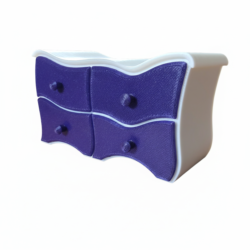 Miniatur Fantasy Kommode / Organizer mit Schubladen – geschwungenes Design - CPrints 3D