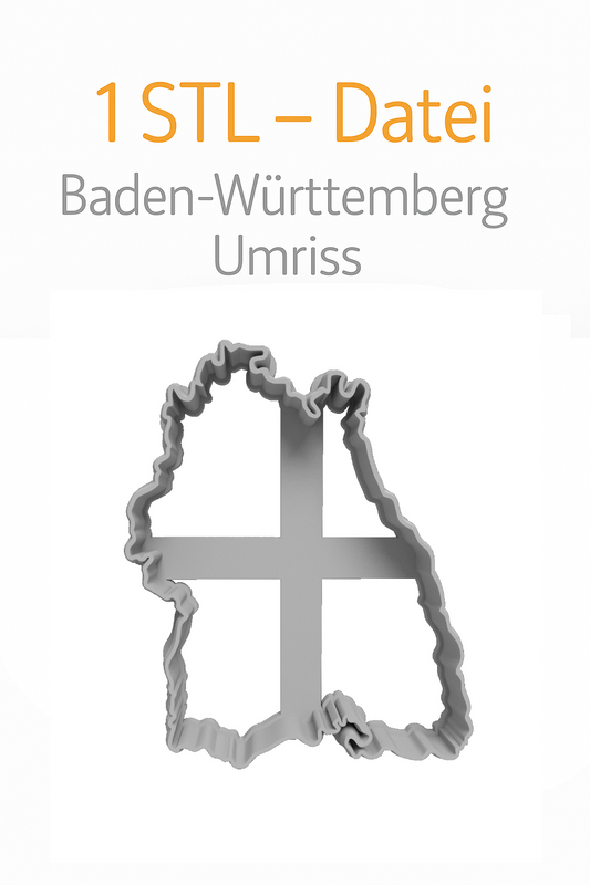 Baden Württemberg Ausstechform STL • Deutschland Umriss • 3D Druck Vorlage als Download